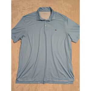 Vineyard Vines Polo Shirt Mens XL Blue On-The-Go Sankaty Star Print Stretch